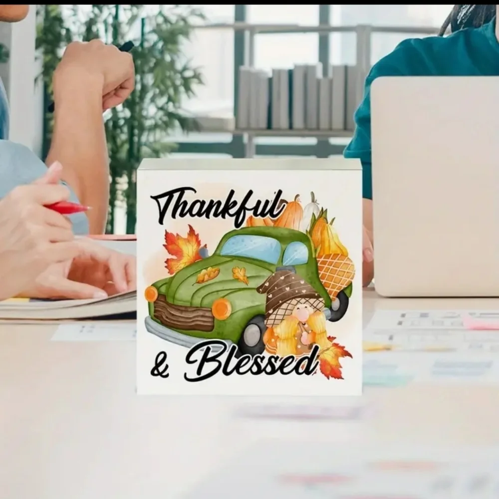 NEW! Thankful & Blessed gnome Sign